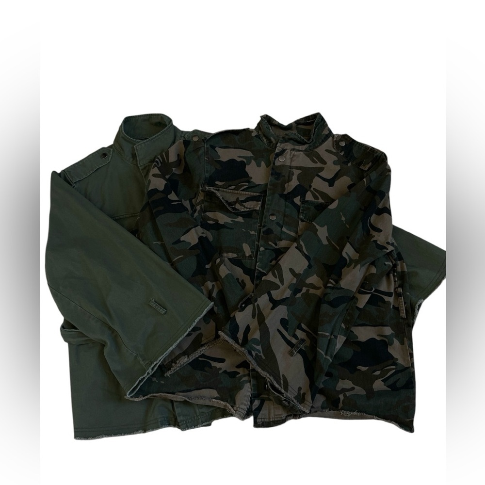 Bundle Forever 21 Womens Jacket Camouflage Utility Jacket M & Olive Green Coat S